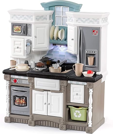 american plastic toys deluxe custom play kitchen with 22 piece accessory set