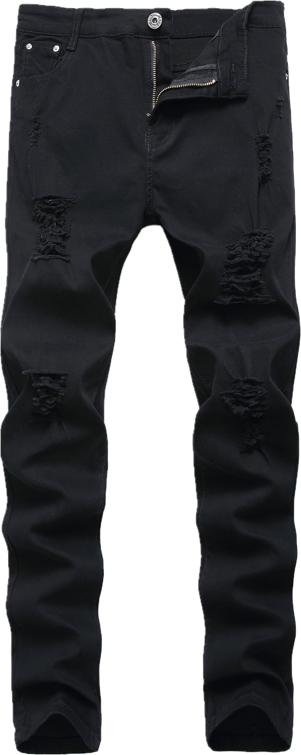FREDD MARSHALL Men's Skinny Slim Fit Ripped Distressed Stretch Jeans Pants