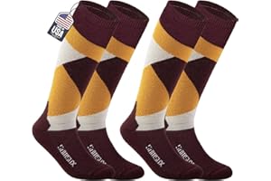 SAMSOX 2-Pair Merino Wool Snowboard Socks, Made in USA Midweight with Full Cushion, OTC Ski Socks for Men & Women (Loveland)