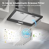 COMFEE' 60 cm Chimney Cooker Hood PYRA17B-60 with LED 3 speeds Duct/Recirc view 3