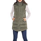 Sebby S.E.B Women's Long Puffer Vest, Quilted Faux Down Filled Hooded Vest for Fall and Winter