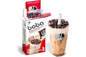 J WAY LOCAL FLAVOR Instant Boba Bubble Pearl Milk Tea Kit with Authentic Brown Sugar Tapioca Boba, Ready in Under One Minute, Paper Straws Included - 3 Servings