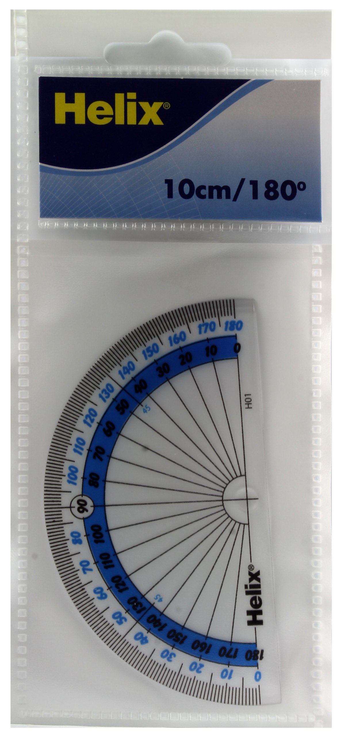 Helix 10cm 180 Degree Clear Protractor (Pack of 10) H01010