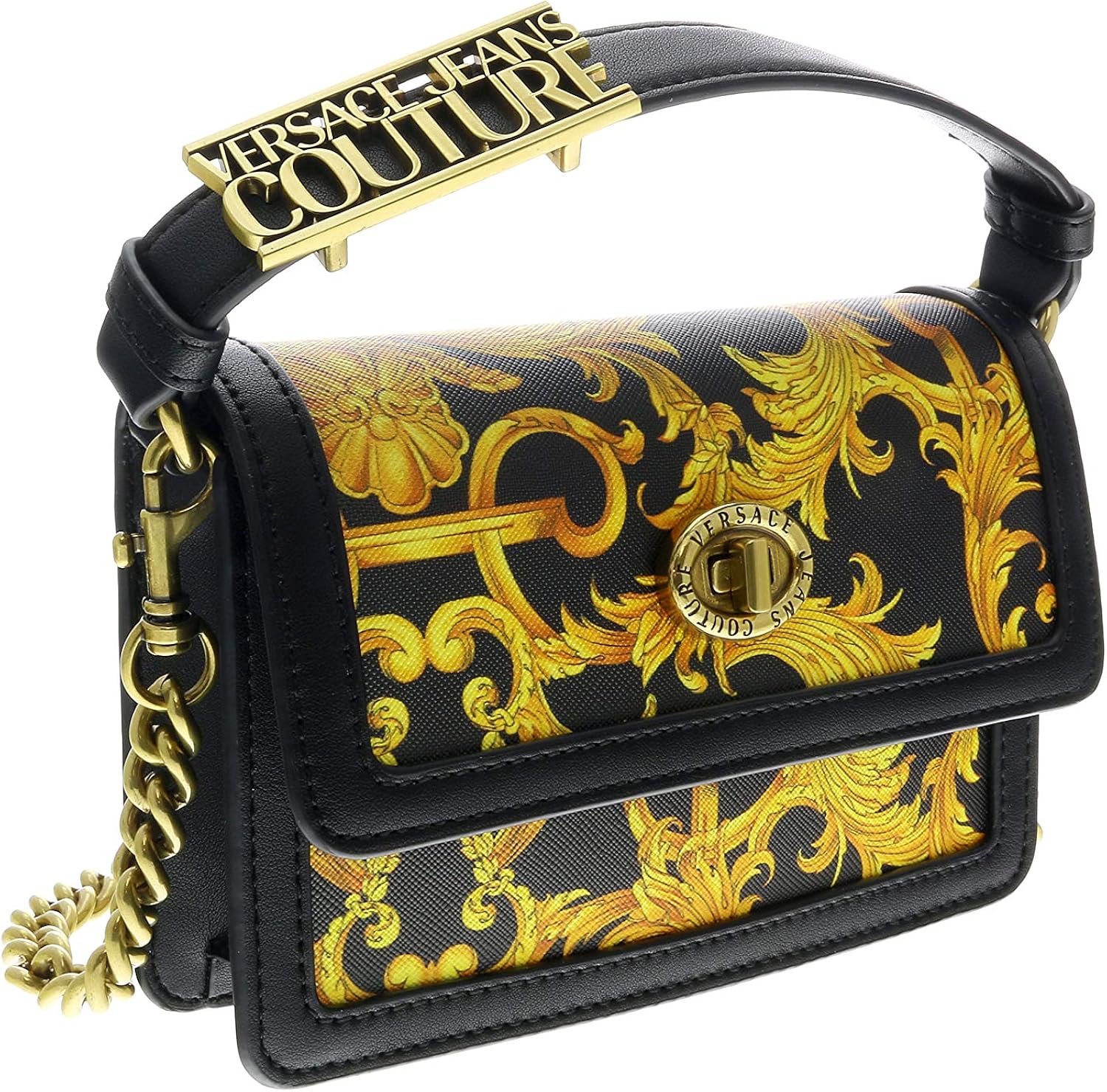 Versace Sac Jeans Couture Mini Bandoulière Impression Baroque E1VWABM3