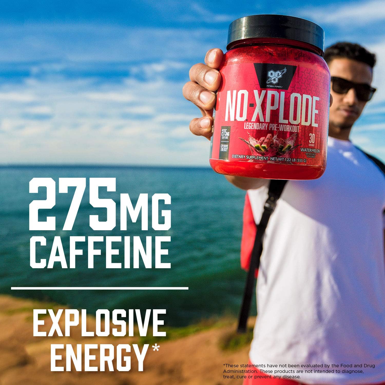 BSN N.O.-XPLODE Pre-Workout Supplement with Creatine, Beta-Alanine, and Energy, Flavor: Blue Raz, 60 Servings: Health & Personal Care
