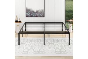 alazyhome 18 Inch Metal King Size Bed Frame Heavy Duty Platform Noise Free Steel Slat Support Easy Assembly Noise Free No Box Spring Required Black