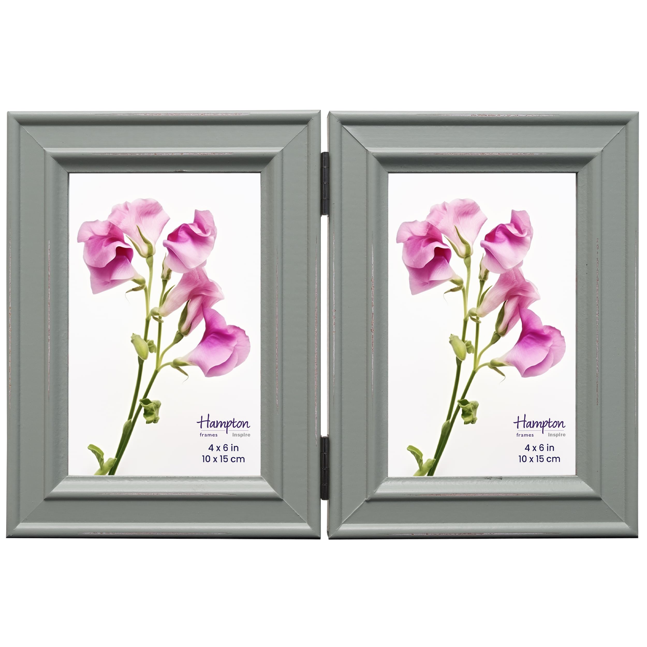 inspire By Hampton PALOMA Hinged Double - 4x6 (10x15cm) Sage Green Multi Photo Frame Glass IBH-PAL301904S