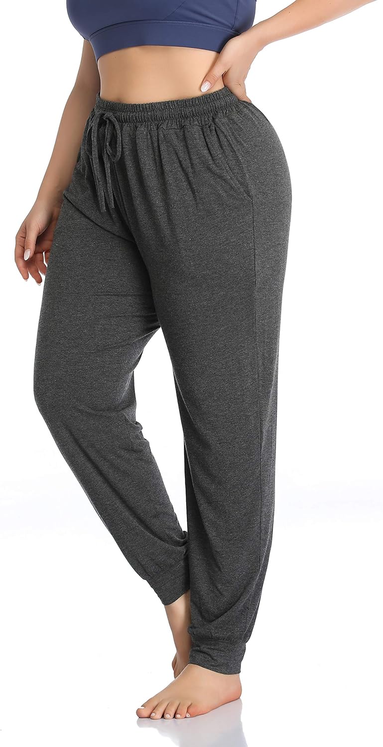 ZERDOCEAN Women's Plus Size Casual Lounge Yoga Pants Comfy Relaxed Joggers Pants Drawstring with Pockets: Clothing