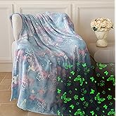 Glow in The Dark Butterfly Blanket for Kids – 280GSM Thick Flannel, Super Soft Cozy Throw, Fun Glowing Blanket for Boys & Girls, Perfect Christmas & Birthday Gift for Bed, Couch & Travel