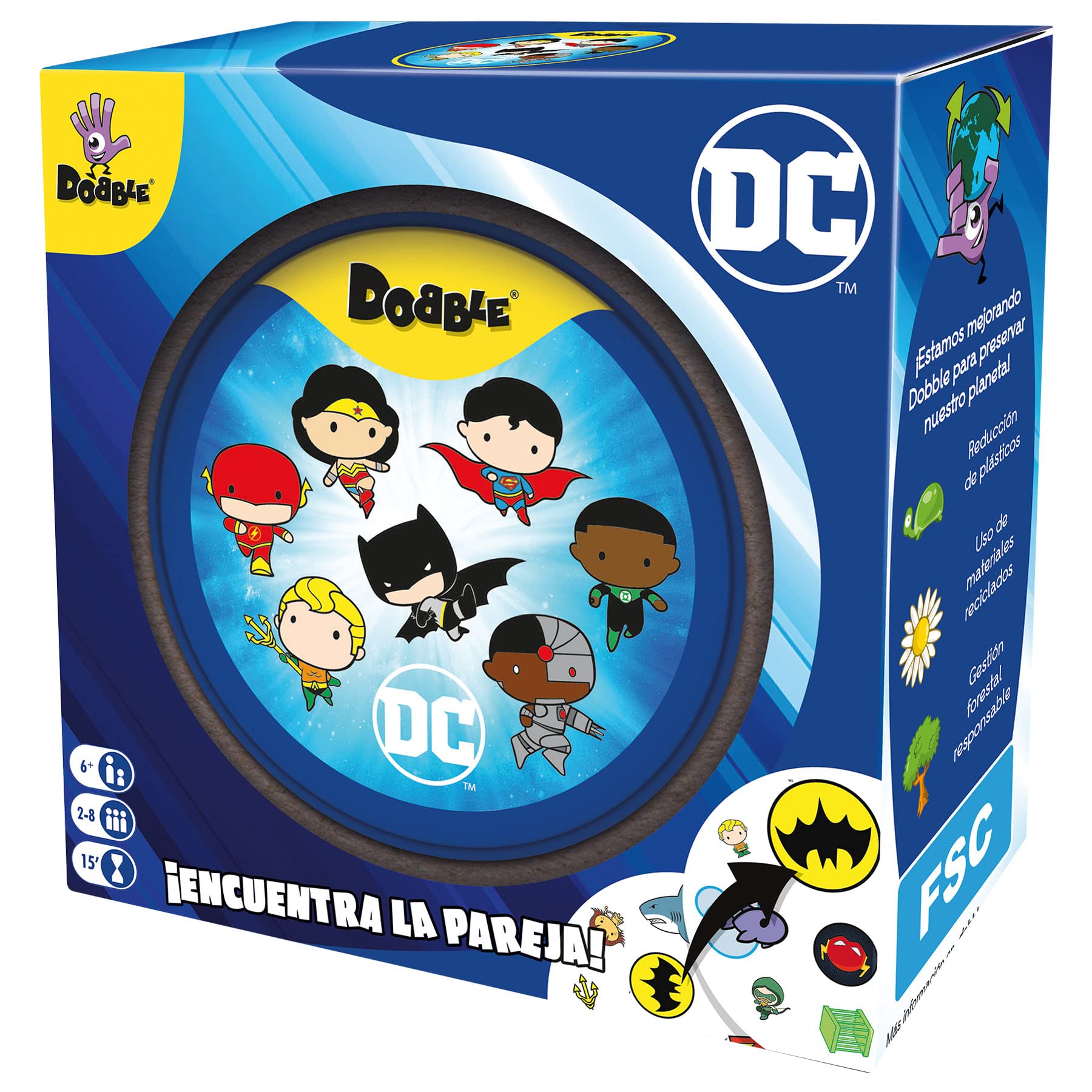 Zygomatic | Dobble DC Universe | Action Card Game & Reflection | Ages 7+ | 2 to 8 Players | 15 Minutes per Game | English
