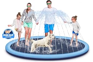 JECOO Splash Pad for Kids and Dogs, 95" Extra Large Splash Pad for Toddlers 1-3 and Kids Ages 4-8, Non Slip Thicken Sprinkler Dog Pool Summer Outdoor Water Toys for Backyard