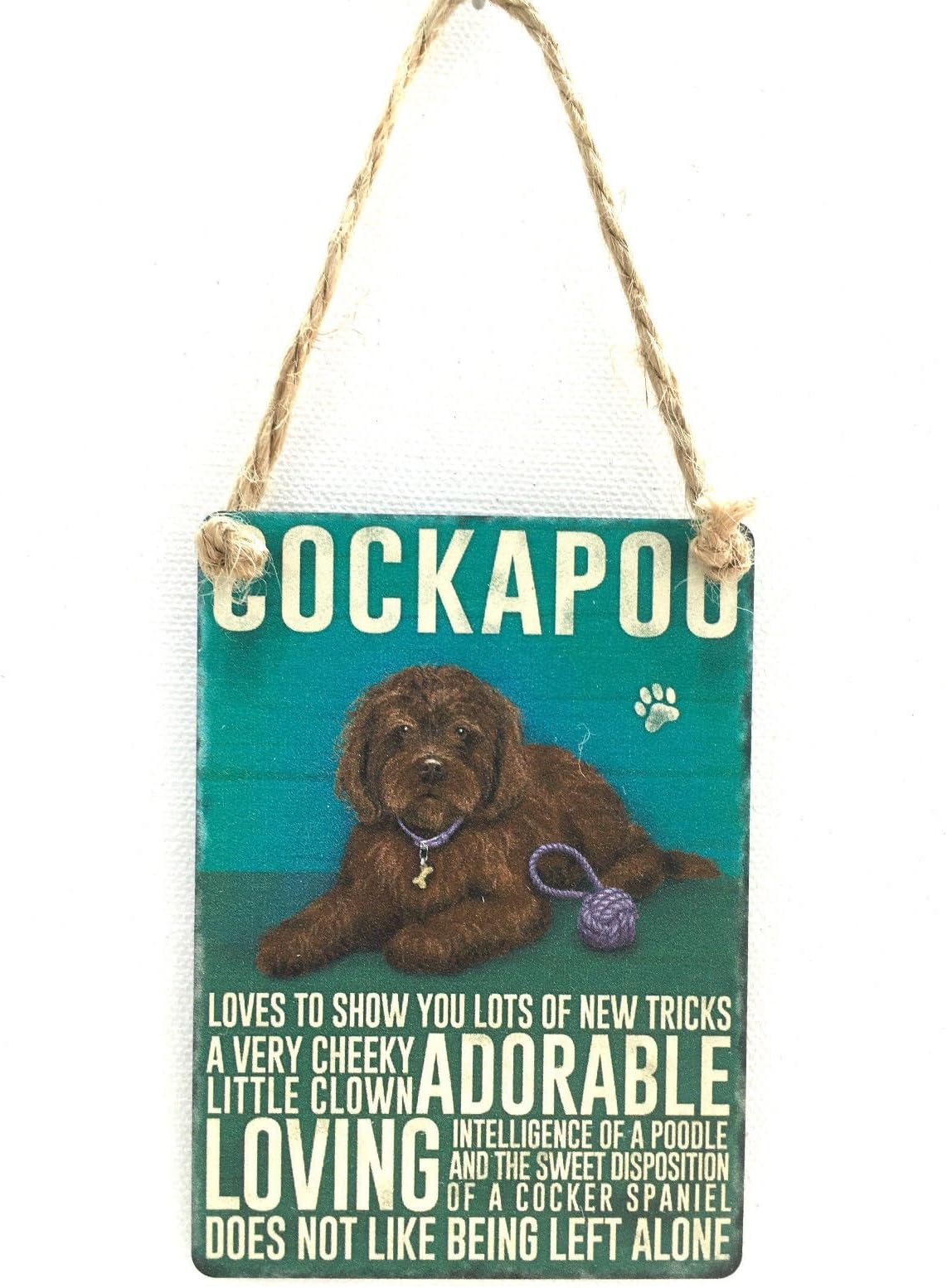 BROWN COCKAPOO MINI METAL CHIC N SHABBY VINTAGE RETRO SIGN