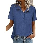 Zeagoo Women Blouses Short Sleeve Button Down Shirts Business Casual Dressy Work Tops Summer Spring Clothes