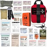 RHINO RESCUE IFAK Trauma Kit Standard with CAT Tourniquet Red | Military-Grade, Massive Bleeding Control, Tactical Molle Pouch, Professional First Aid Kit, HSA/FSA Approved