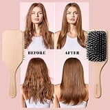 Sosoon Boar Bristle Paddle Hairbrush with Tail Comb Red Long Thick Curly view 4