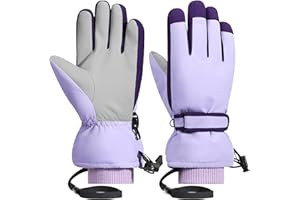 Rhino Valley Ski Gloves Women, Touchscreen Snow Gloves for Women, Anti-Slip Warm WinterGloves with Adjustable Wrist Strap, Waterproof for Outdoor Sports Skiing Hiking Cycling
