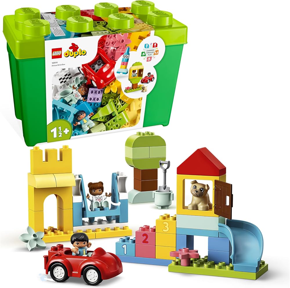 LEGO DUPLO Deluxe Brick Box 85 bricks Car Figures Storage