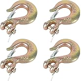 Eyluck 4 Pack 1/4" Forged Steel Clevis Slip Hook with Safety Latch,Heavy Duty G70 Forged Steel Towing Winch Hook Suitable for 6MM Chain Heavy Duty Grab Hook,12,600 Lb Capacity, 1/2-In Opening