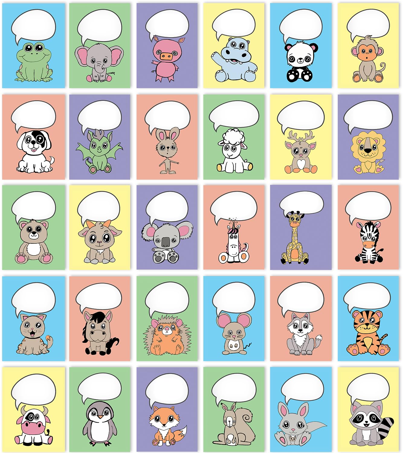 Fun A6 Animal Postcard Pack for Children, Teens & Students - Talking Animal Pack - Customisable Postcard Gifts for Pupils, Teachers, Parents, Kids, 148mm x 105mm Blank DIY Post Cards