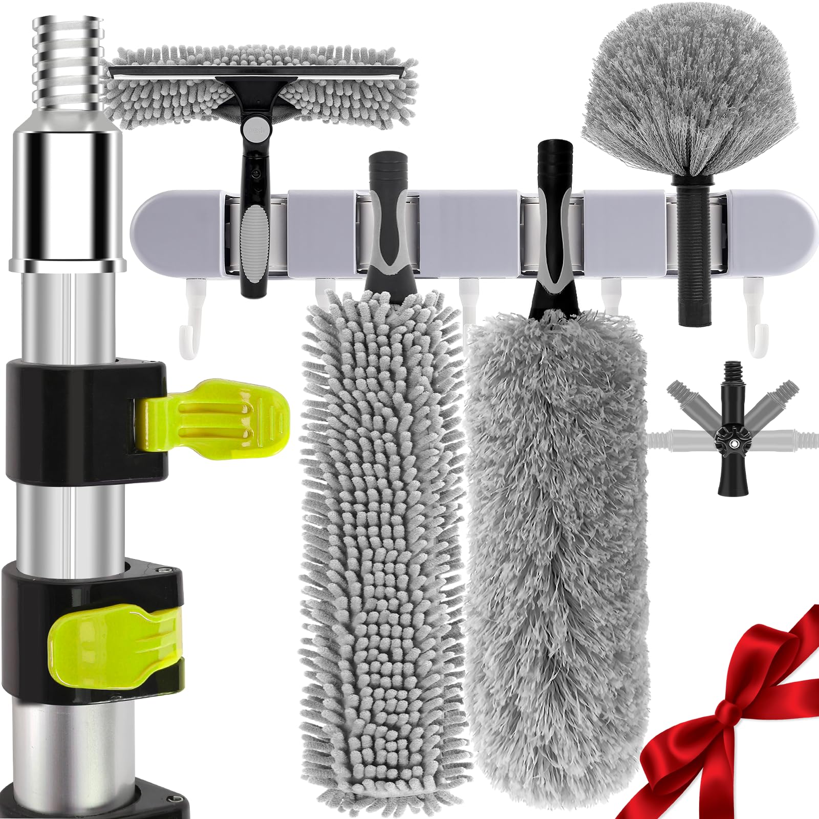 Photo 1 of ?Upgrade Anti Rotation ? 36ft High Reach Duster Kit,(5FT+30FT) Lightweight Aluminum Alloy Extension Rod,7-Piece Set,210° Steering Head Clean Various Angle,for Cleaning Ceiling,High Wall