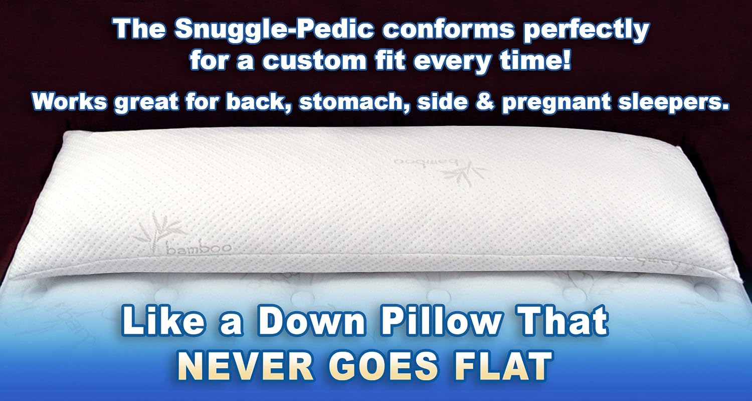 Snuggle-Pedic Ultra-Luxury Bamboo Shredded Memory Foam Full Size Body Pillow with Kool-Flow Breathable Cooling Hypoallergenic Pillow Outer Fabric - Fits 20 x 54 inch Body Pillow Cases & Covers: Home & Kitchen