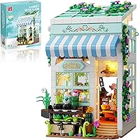 TYCOLE Flower House Building Set with LED Light, 1077 PCS Greenhouse Model Building Toy with Flowers Potted Plants, Garden Ho