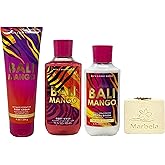 Bath & Body Works Bali Mango Trio Gift Set - Body Cream, Body Wash and Body Lotion - with a Creamy Rose Bar Soap - Full Size