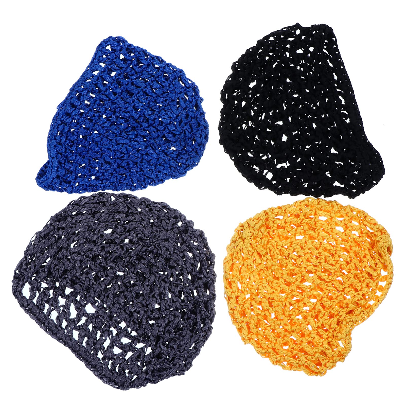 Lurrose Womens Hats Mesh Crochet Hair Net Mesh Crochet Hair Net, 4pcs Short Cap Soft Snood Hat Sleeping Head Cover for Women (Assorted Color) Knitted Curly Hat