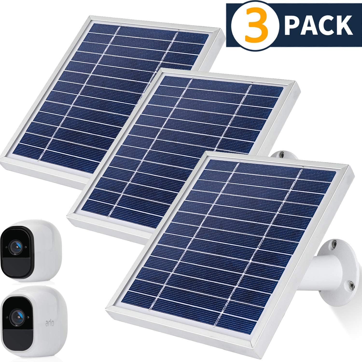 iTODOS Solar Panel Compatible with Arlo Pro and Arlo Pro 2, 11.8Ft Outdoor Power Charging Cable and Adjustable Mount,Not for Arlo Ultra and Arlo Pro3 (3 Pack,Silver): Garden & Outdoor