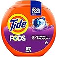 Tide PODS laundry detergent pacs, 3-in-1 Stain Remover, Odor Fighter, Color Protector, 57 Count, HE compatible, Spring Meadow Scent