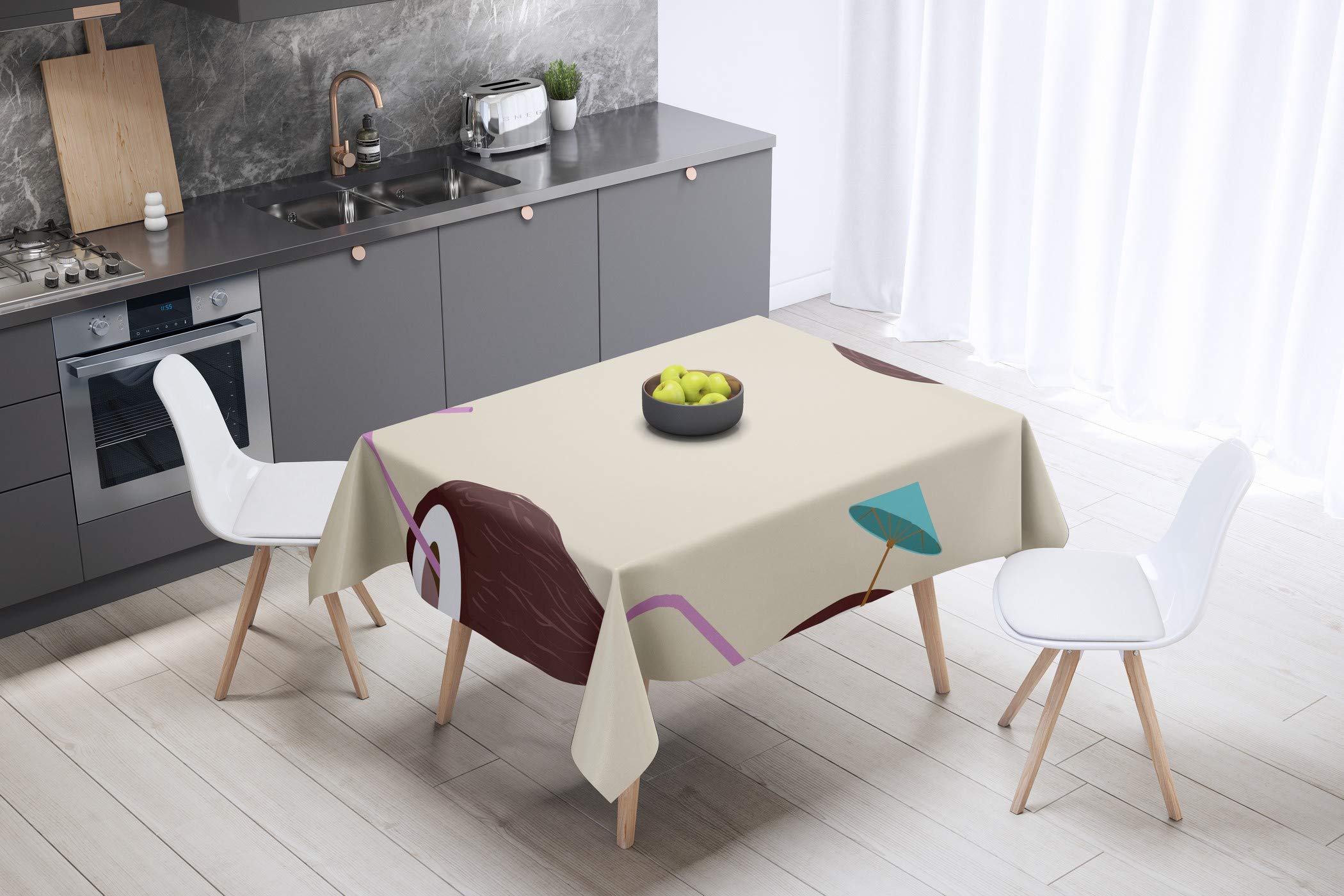 Bonamaison Kitchen Decoration, Tablecloth, 140cm x 140cm - Designed and Manufactured in Turkey