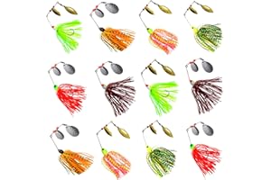 AGOOL Spinner Baits Fishing Lures Bass Fishing Bait Hard Spinner Lure Multicolor Buzzbait Swimbait Jig Lure Spinnerbait for Bass Trout Salmon Pike Fishing 6/12pcs