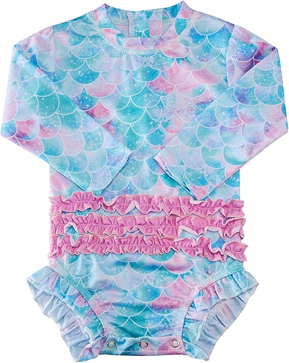 uideazone Baby/Toddler Girls Rash Guard Swimsuit Long