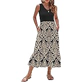AUSELILY Womens Maxi Dress 2026 Sleeveless Summer Dresses V Neck Casual Tiered Sundresses with Pockets