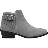 Vepose Women's Short Ankle Boots Low Heel, Western Cutout Perforated Booties