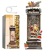 10" Christmas Snow Globe Lantern with Santa in Telephone Booth - Water Swirling Glitter Musical Box with Exterior Decor - Vintage Xmas Gifts - USB Plug or Battery Operated Home Decor (Santa Calling)
