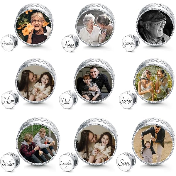 LONAGO Personalized Photo Charm For Bracelet | Sterling Silver Heart Lock & Key With Cubic Zirconia - View #8
