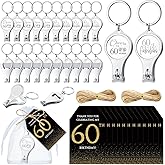 Zeyune 50 Sets 60th Birthday Party Favors for Guests Cheer to 60 Years Multi-functional Bottle Opener Nail Clippers with Thank You Card Organza Bags and Hemp Rope Anniversary Party Favors