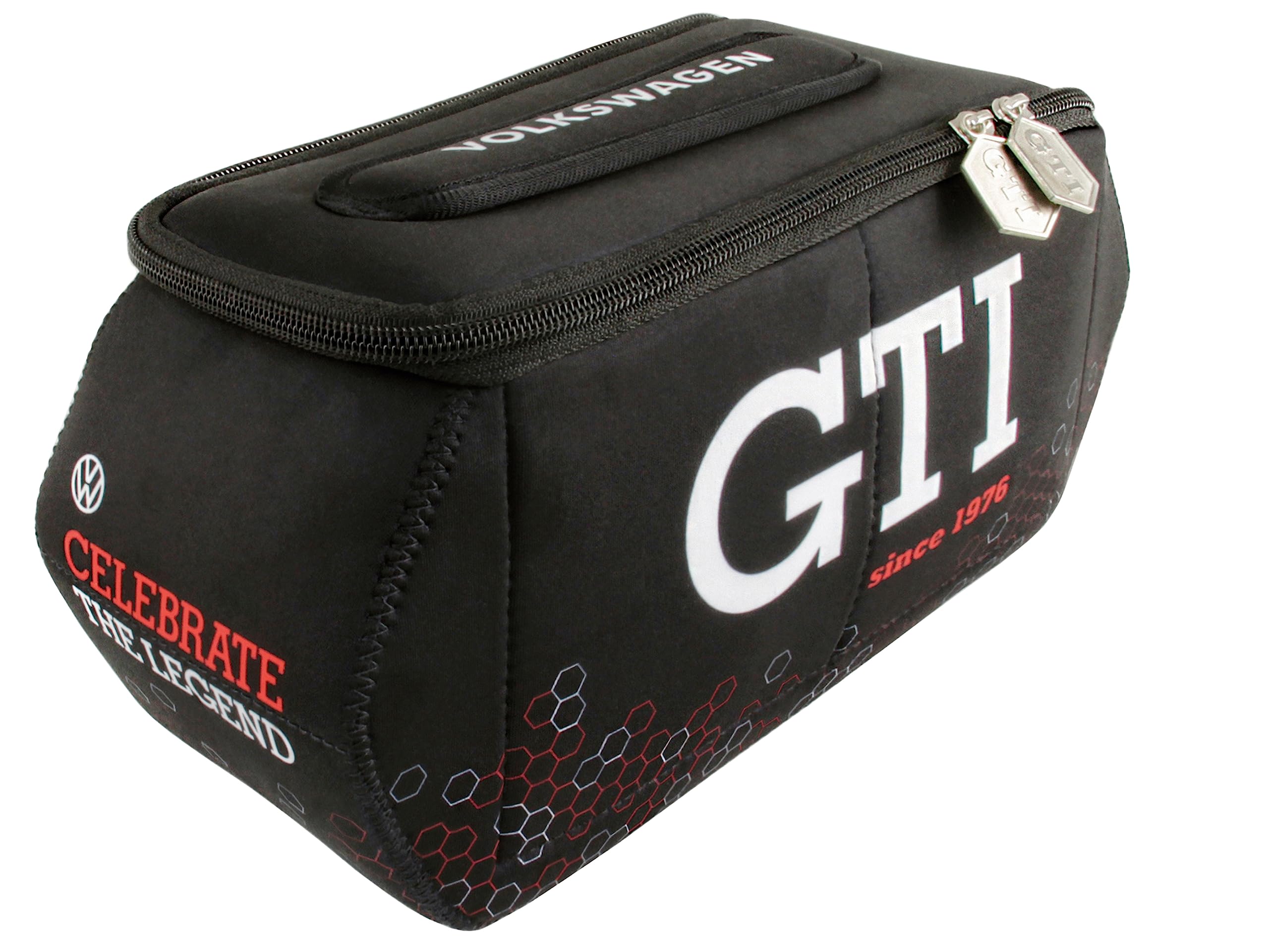 BRISA VW Collection - Volkswagen Neoprene Universal Makeup Cosmetics Toiletry Travel Pharmacy Bag in GTI Design (Hexagon/Black/Small)