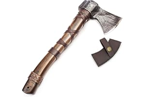 Norse Tradesman 45 cm Viking Throwing Axe - Fully Sharpened Norse Hand-Forged Axe - Carbon Steel Axe Head with Premium Leathe