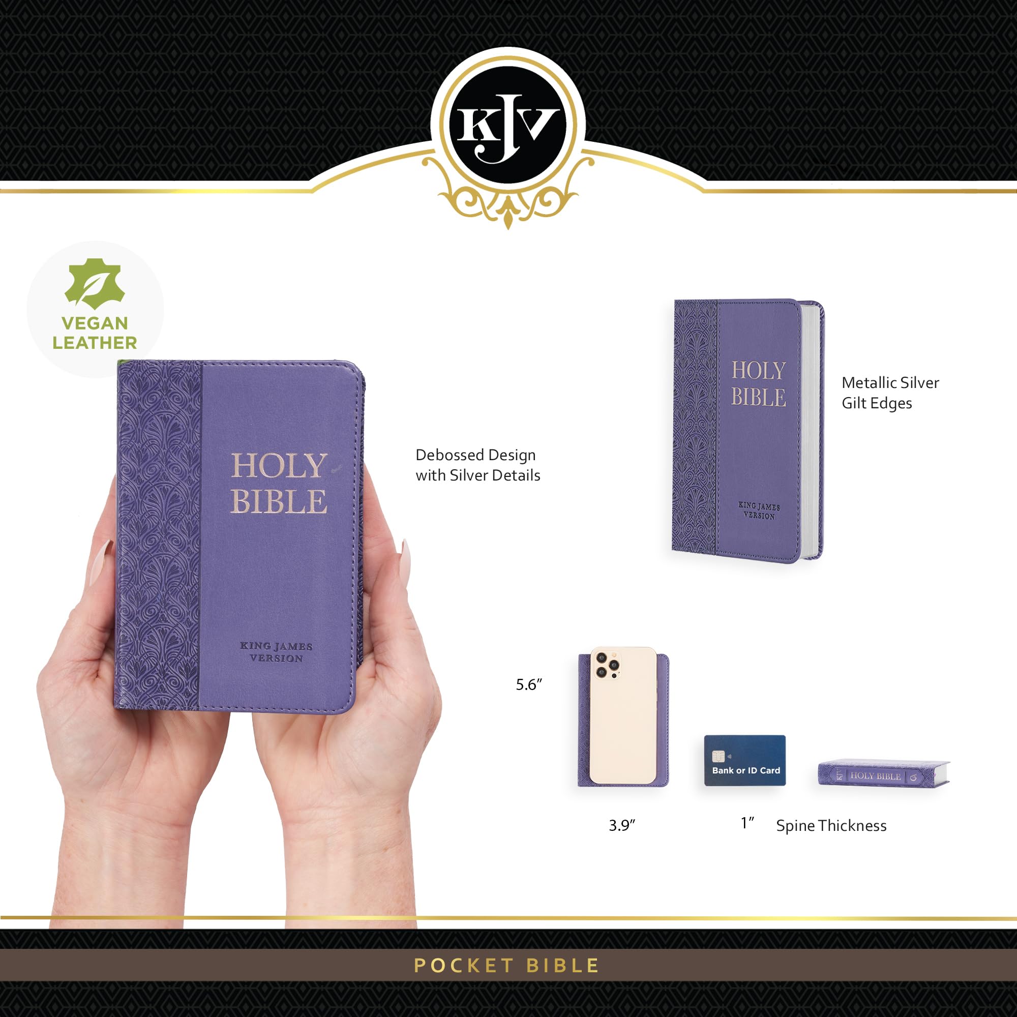 KJV Holy Bible, Mini Pocket Size, Faux Leather Red Letter Edition - Ribbon Marker, King James Version, Purple (KJV Pocket Editions) KJV Holy Bible, Mini Pocket Size, Faux Leather Red Letter Edition - Ribbon Marker, King James Version, Purple (KJV Pocket Editions) Imitation Leather