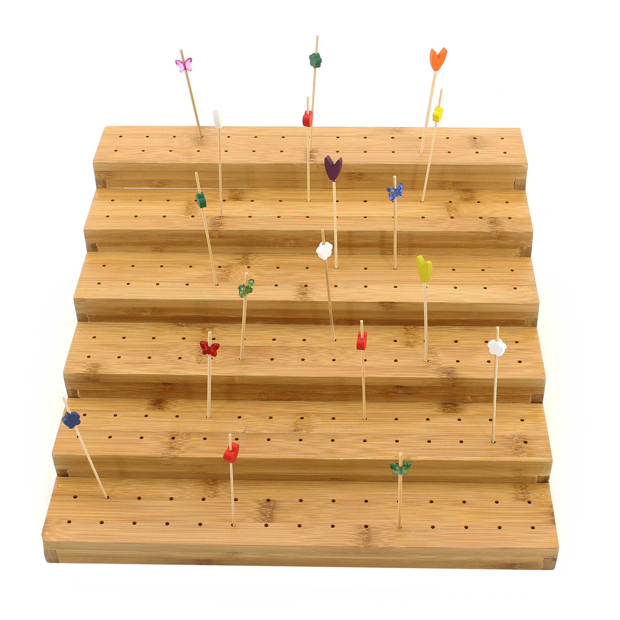 BambooMN 5" Tall Bamboo Skewer Holder Food Display Step Skewers Stand w