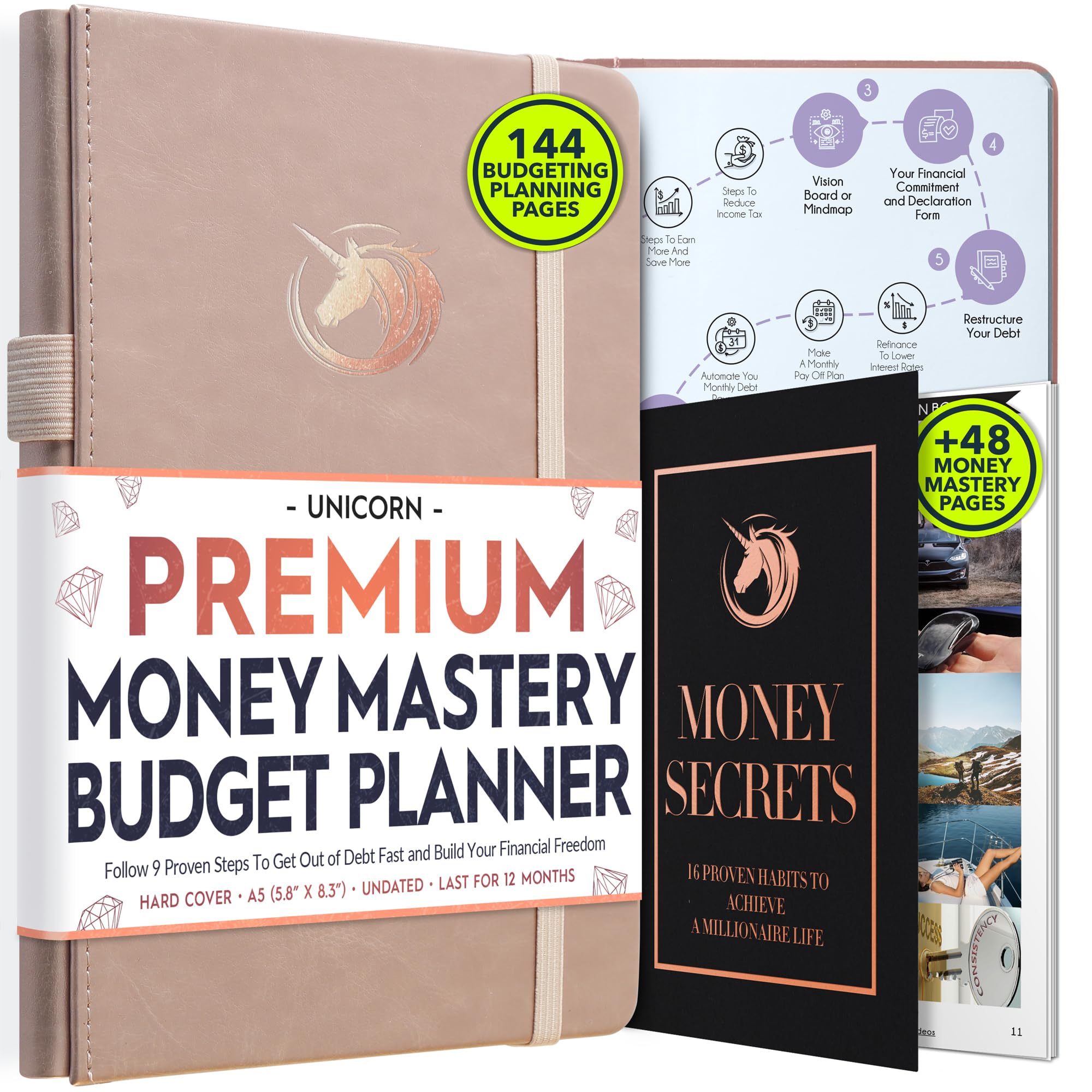 Financial Planner - Monthly Budget Planner & Monthly Bill Organizer | A 12-Month Journey to Financial Freedom | Bill Payment Tracker Organizer, Debt, Expense Tracker & Money Saving with Pockets