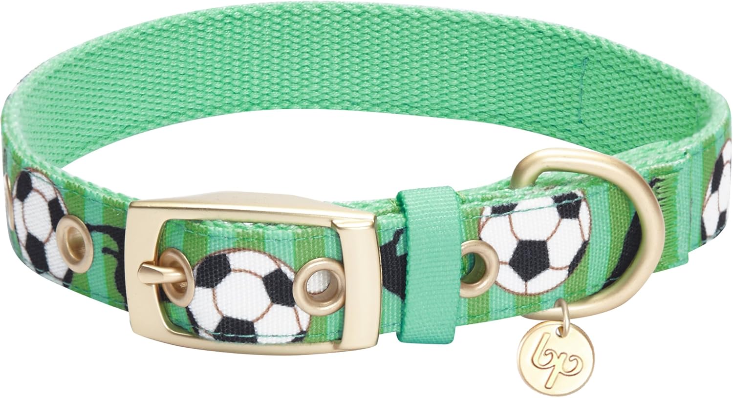Blueberry Pet Sports Fan Soccer Designer Dog Collar in Spring Green