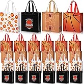 Yeyeplum 24 Pcs Basketball Gift Bags Bulk for Team Sport Theme Party Favor Bags with Handles 8 x 8 Inches 4 Style Non Woven Reusable Goodie Snack Toy Packing for Sports Birthday Party Decor