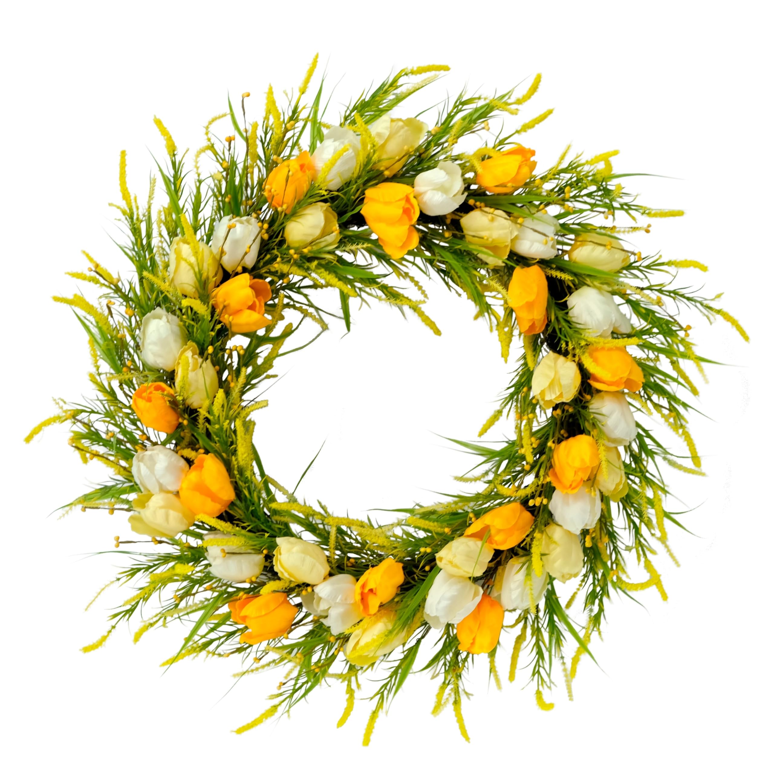 Photo 1 of **SIMILAR ITEM*** Puleo International 30" Artificial Tulip Floral Spring Door Wreath, Green/Yellow