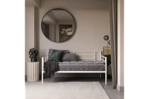 REALROOMS Praxis Metal Daybed with Steel Frame and Slats, Under Bed Storage, Twin, White