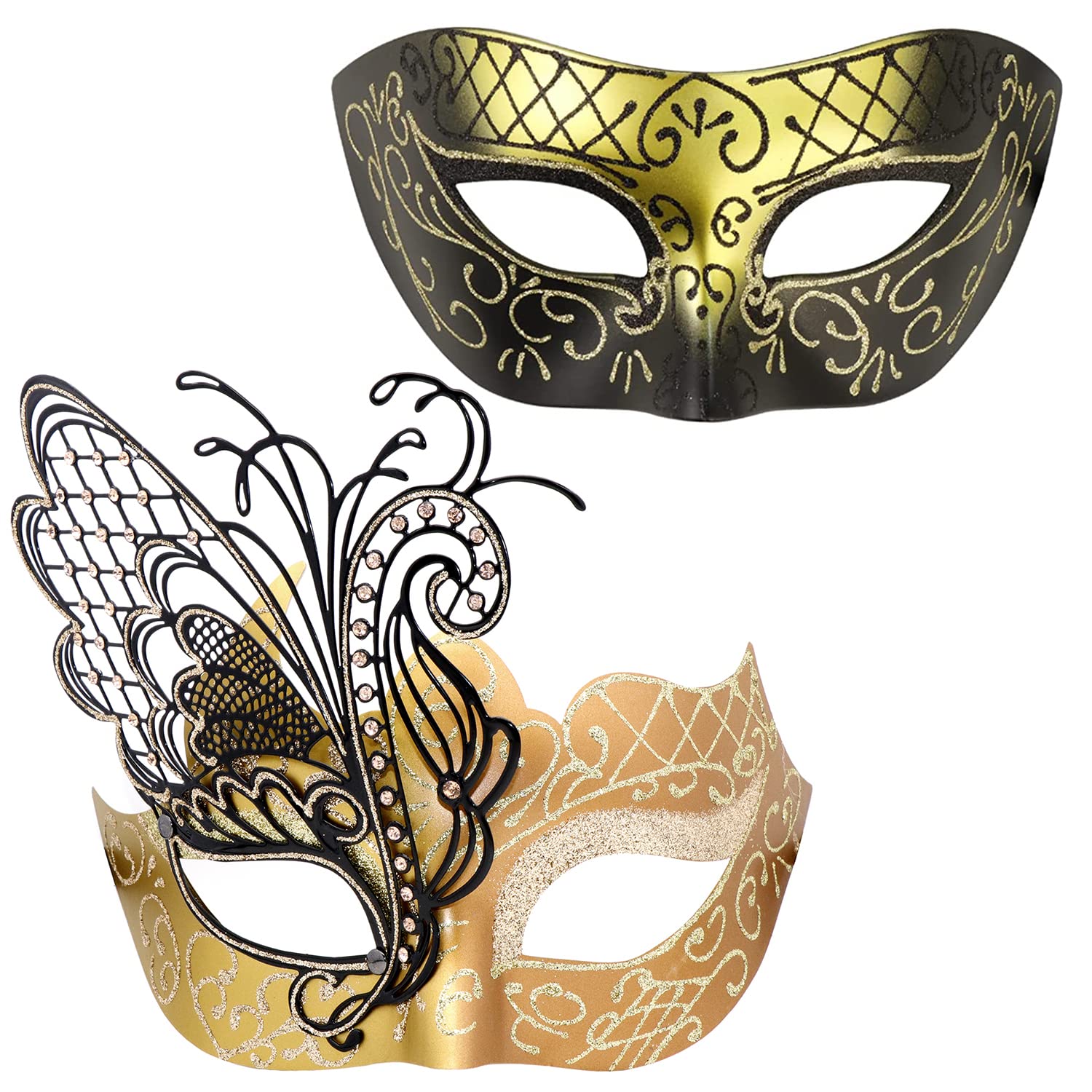Coddsmz Couple Masquerade Metal Masks Venetian Halloween Costume Mask Mardi Gras Mask Cosplay Party Costume Ball Wedding Party Mask