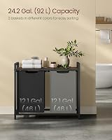 VASAGLE 2-Compartment Laundry Hamper with Shelf, Pull-Out Liners, Rustic Brown view 3