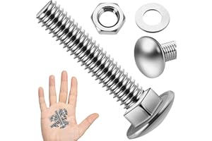 EASTPUK (20 Sets) 1/4-20 x 1-1/2 Carriage Bolts with Nuts and Washers, 304 Stainless Steel Round Head Square Neck 1/4 Carriag